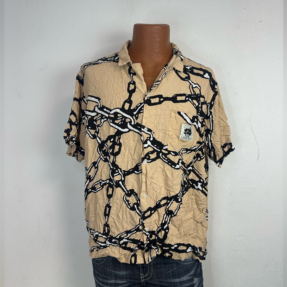 G59 Records Chain Link Tan Button Short Sleeve Shirt
